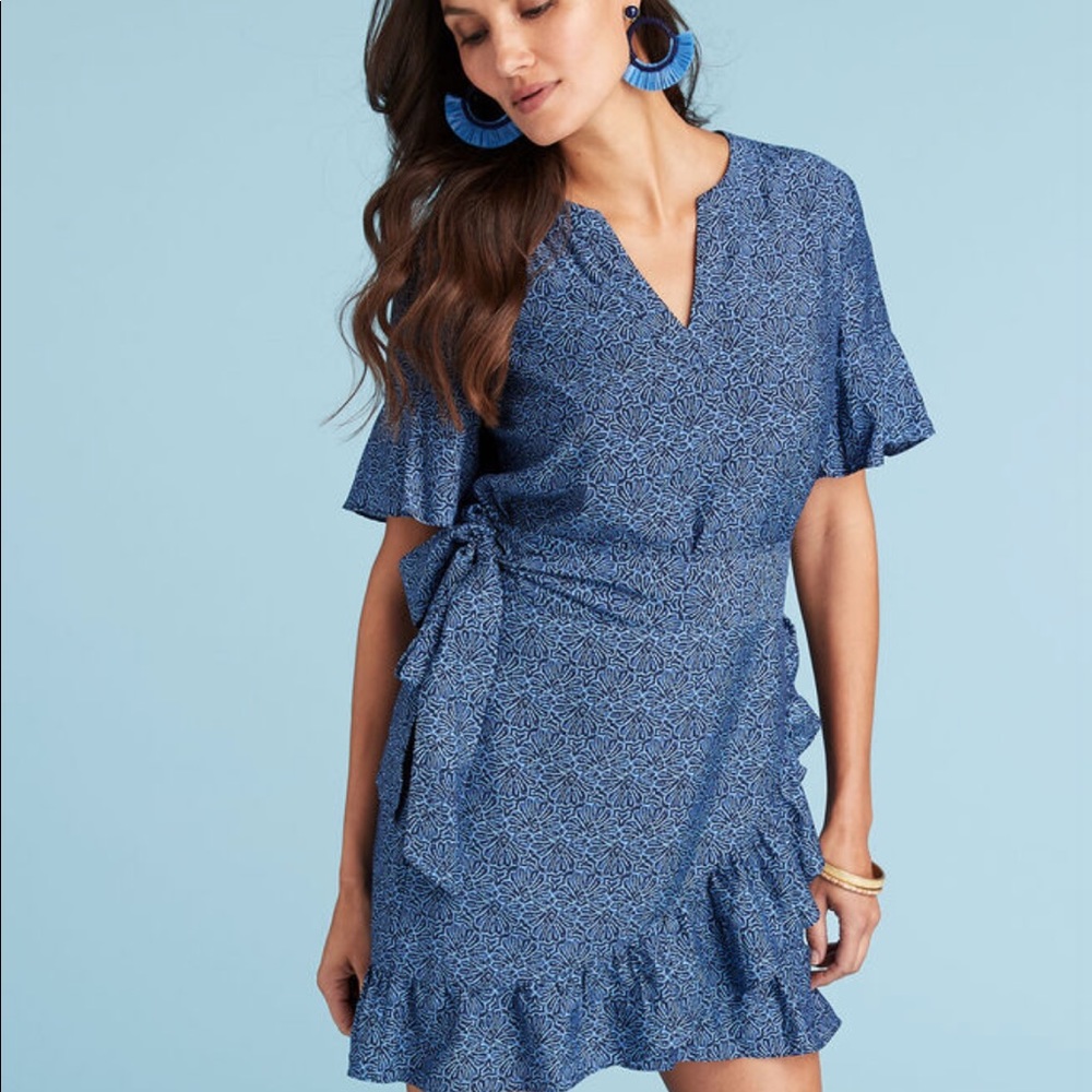 Painted shells wrap dress vineyard vines